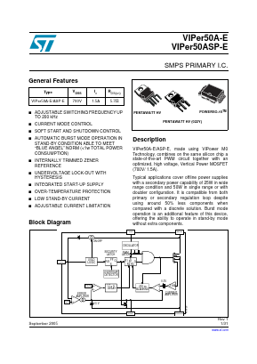 VIPER50A-22-E Datasheet PDF STMicroelectronics