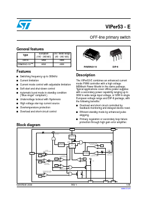 VIPER53-E Datasheet PDF STMicroelectronics