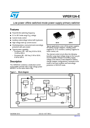 VIPER12ADIP-E Datasheet PDF STMicroelectronics