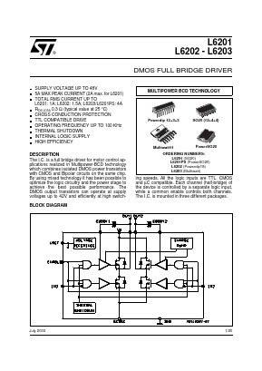 L6203 Datasheet PDF STMicroelectronics