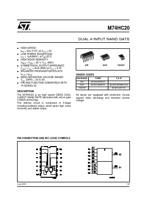 M74HC20 Datasheet PDF STMicroelectronics