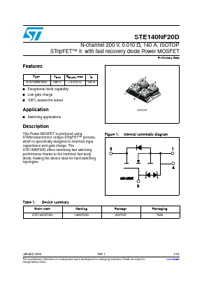 STE140NF20D Datasheet PDF STMicroelectronics