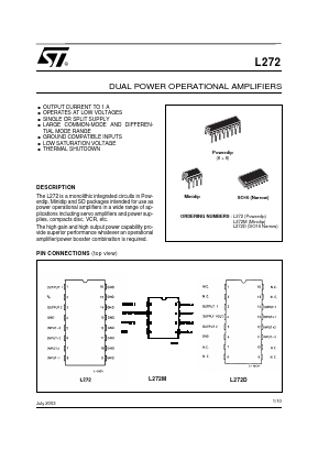 L272M Datasheet PDF STMicroelectronics