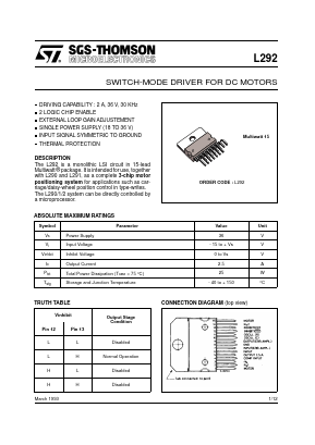 L292 Datasheet PDF STMicroelectronics