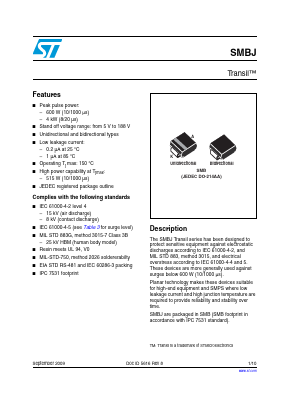 SMBJ188A-TR Datasheet PDF STMicroelectronics