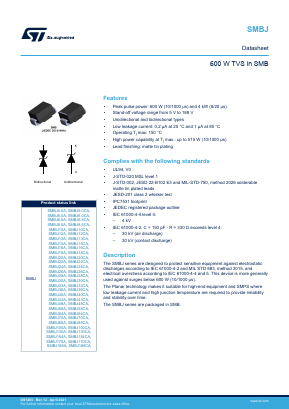 SMBJ70A Datasheet PDF STMicroelectronics