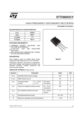 STTH8003CY Datasheet PDF STMicroelectronics