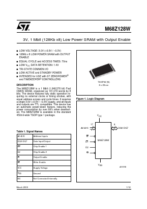 M68Z128W Datasheet PDF STMicroelectronics