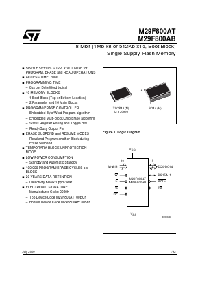 M29F800AB Datasheet PDF STMicroelectronics