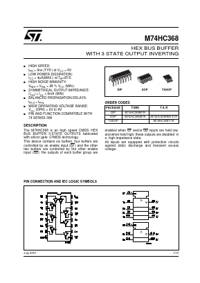 M74HC368B1R Datasheet PDF STMicroelectronics