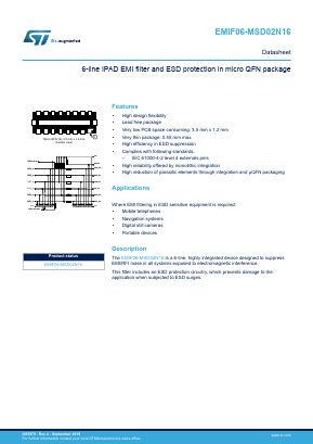 EMIF06-MSD02N16 Datasheet PDF STMicroelectronics