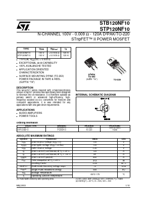 STB120NF10 Datasheet PDF STMicroelectronics
