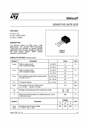 X0404DF Datasheet PDF STMicroelectronics