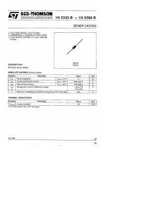 1N5333B Datasheet PDF STMicroelectronics