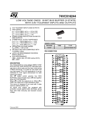 74VCX16244TTR Datasheet PDF STMicroelectronics