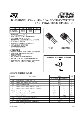 STW6NA80 Datasheet PDF STMicroelectronics