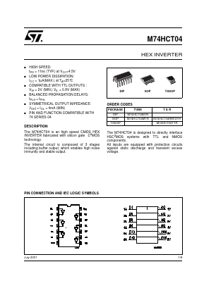 M74HCT04M1R Datasheet PDF STMicroelectronics