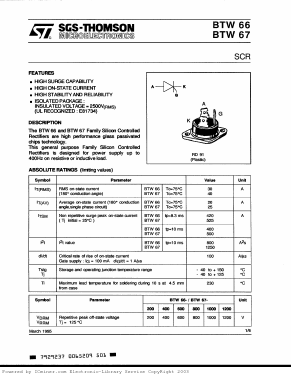 BTW66 Datasheet PDF STMicroelectronics
