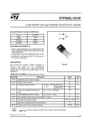 STPS60L15CW Datasheet PDF STMicroelectronics