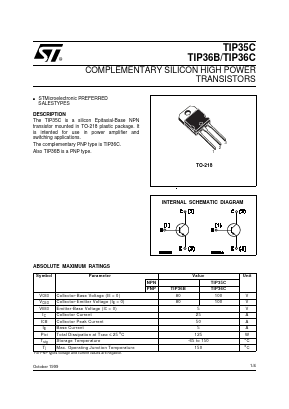 TIP35C_99 Datasheet PDF STMicroelectronics