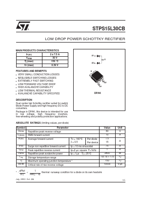 STPS15L30CB Datasheet PDF STMicroelectronics