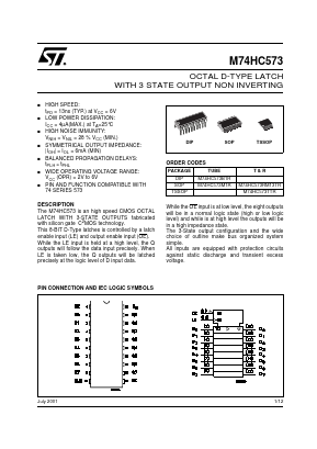 M74HC573 Datasheet PDF STMicroelectronics
