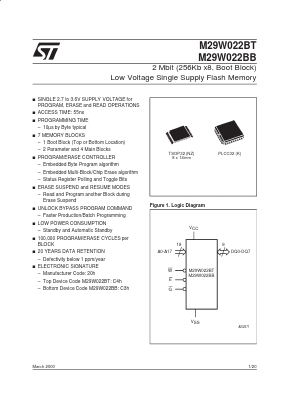 M29W022BT Datasheet PDF STMicroelectronics