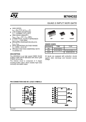 M74HC02B1R Datasheet PDF STMicroelectronics