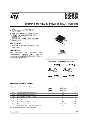 MJD2955 Datasheet PDF STMicroelectronics
