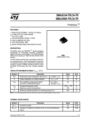 SMAJ50A Datasheet PDF STMicroelectronics