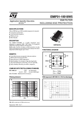 EMIF01-10018W5 Datasheet PDF STMicroelectronics