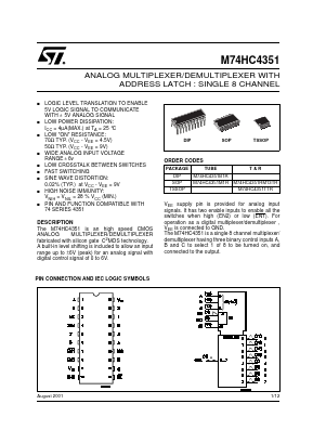 M74HC4351RM13TR Datasheet PDF STMicroelectronics