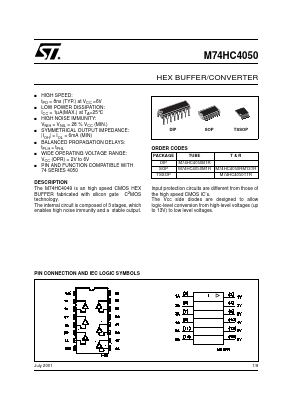 M74HC4050 Datasheet PDF STMicroelectronics