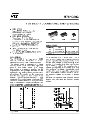 M74HC693RM13TR Datasheet PDF STMicroelectronics