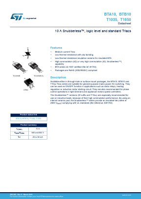 T1050 Datasheet PDF STMicroelectronics