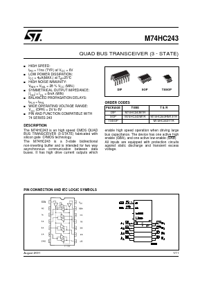 M74HC243RM13TR Datasheet PDF STMicroelectronics