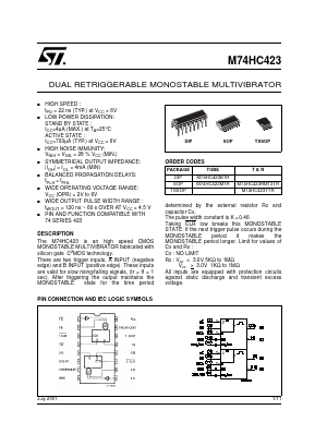 M74HC423 Datasheet PDF STMicroelectronics