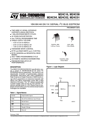 M24C16 Datasheet PDF STMicroelectronics