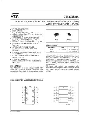 74LCXU04TTR Datasheet PDF STMicroelectronics