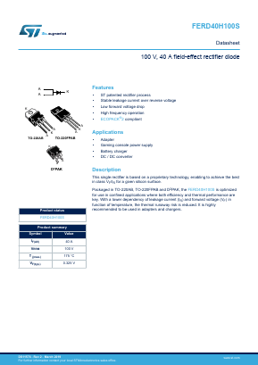FD40H100SG Datasheet PDF STMicroelectronics