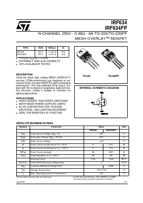 IRF634 Datasheet PDF STMicroelectronics