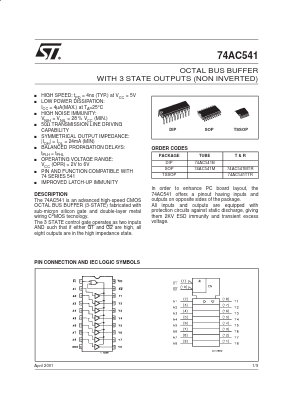 74AC541MTR Datasheet PDF STMicroelectronics
