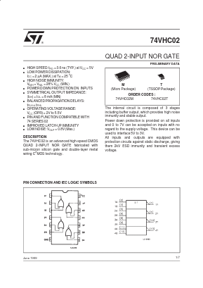 74VHC02T Datasheet PDF STMicroelectronics