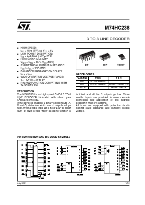M74HC238RM13TR Datasheet PDF STMicroelectronics