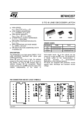 M74HC237B1R Datasheet PDF STMicroelectronics