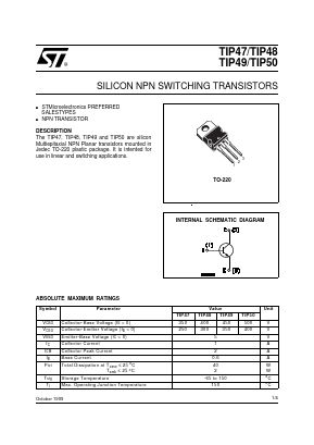 TIP50 Datasheet PDF STMicroelectronics