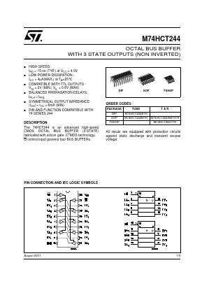 M74HCT244TTR Datasheet PDF STMicroelectronics