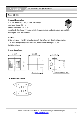 DEPI1615NP-220N Datasheet PDF Sumida Corporation