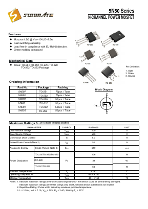 5N50T Datasheet PDF SUNMATE electronic Co., LTD