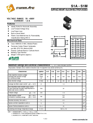 S1A Datasheet PDF SUNMATE electronic Co., LTD